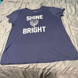 torrid T shirt Womens size 2x 2 Slim Fit Blue Hanukkah Menorah Shine Bright